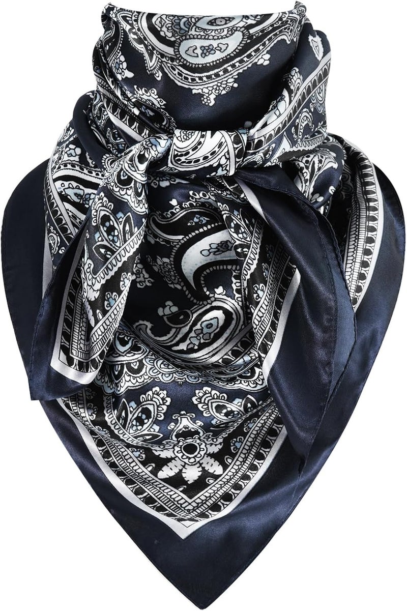 GERINLY 35 Inch Wild Rag Cowboy Scarves for Men, Large Rancher Neckerchief Silk Feel, Oversize Western Bandana - Image 1